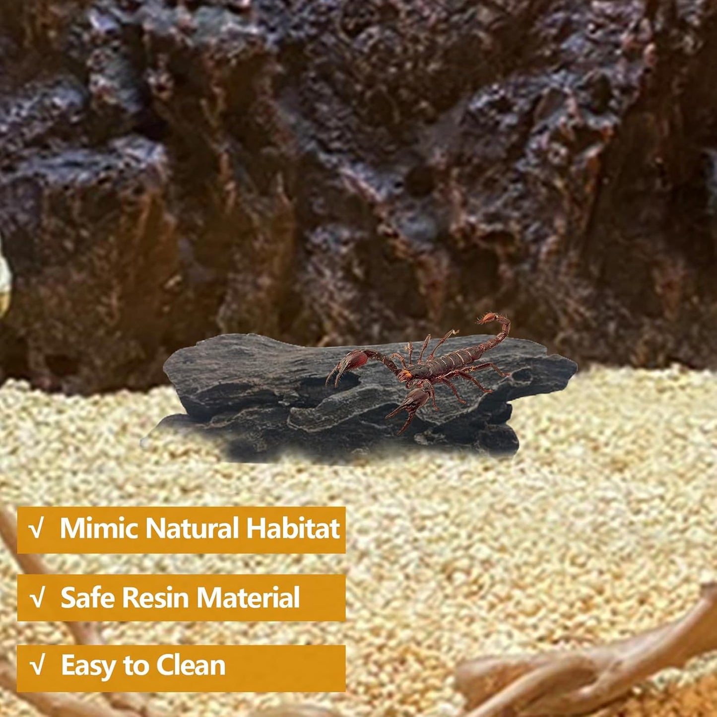 Tfwadmx Leopard Gecko Hide, 10" Reptile Hideout, Resin Simulated Hollow Log for Aquarium, Betta Fish Hideout, Reptile Tank Accessories for Corn Snakes, Lizards, Axolotls