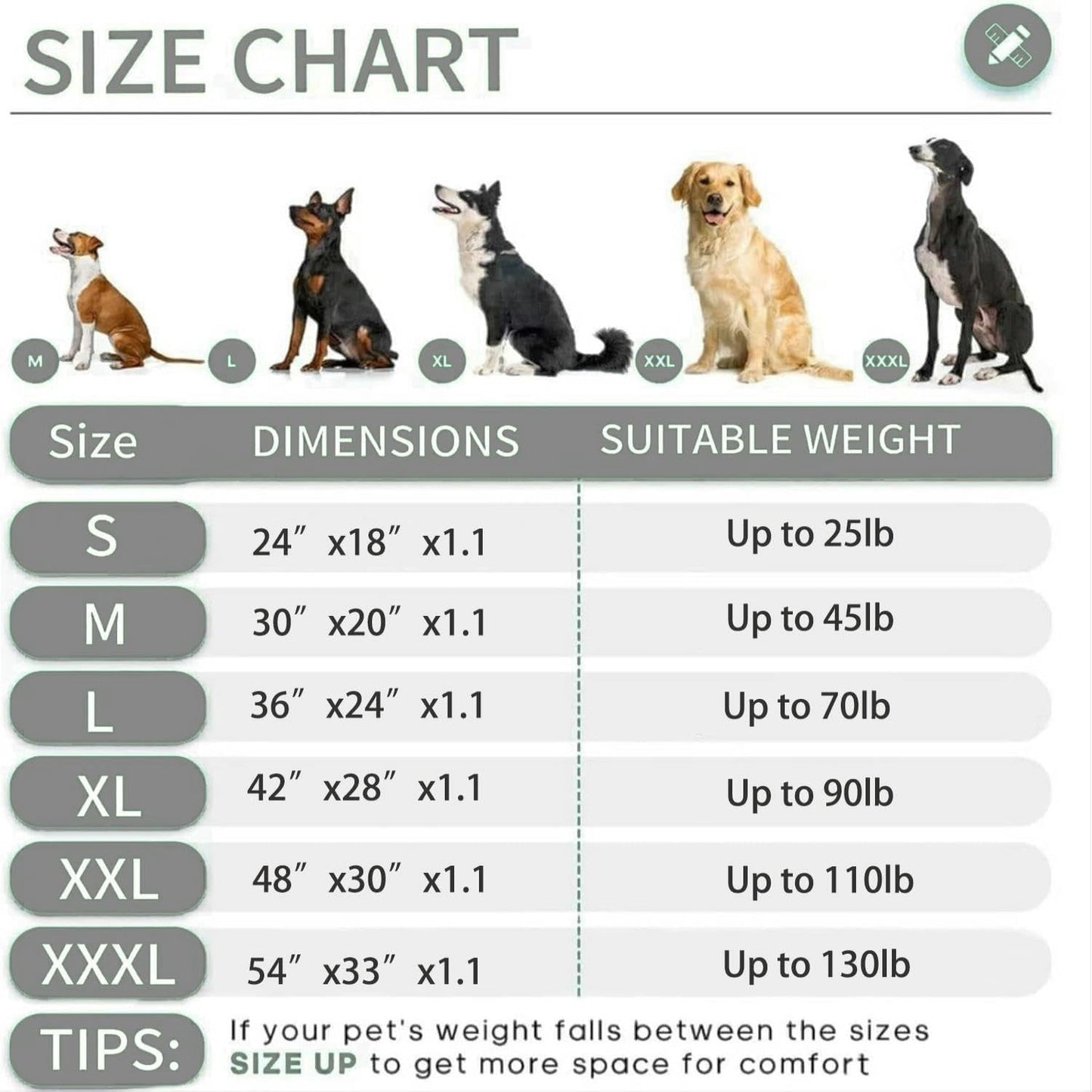 KHONSU PET Dog Bed Mat for Crate 1.1in Slim Cooling Pad Reversible Flannel & Waterproof Canva for Dogs up to 25 lbs