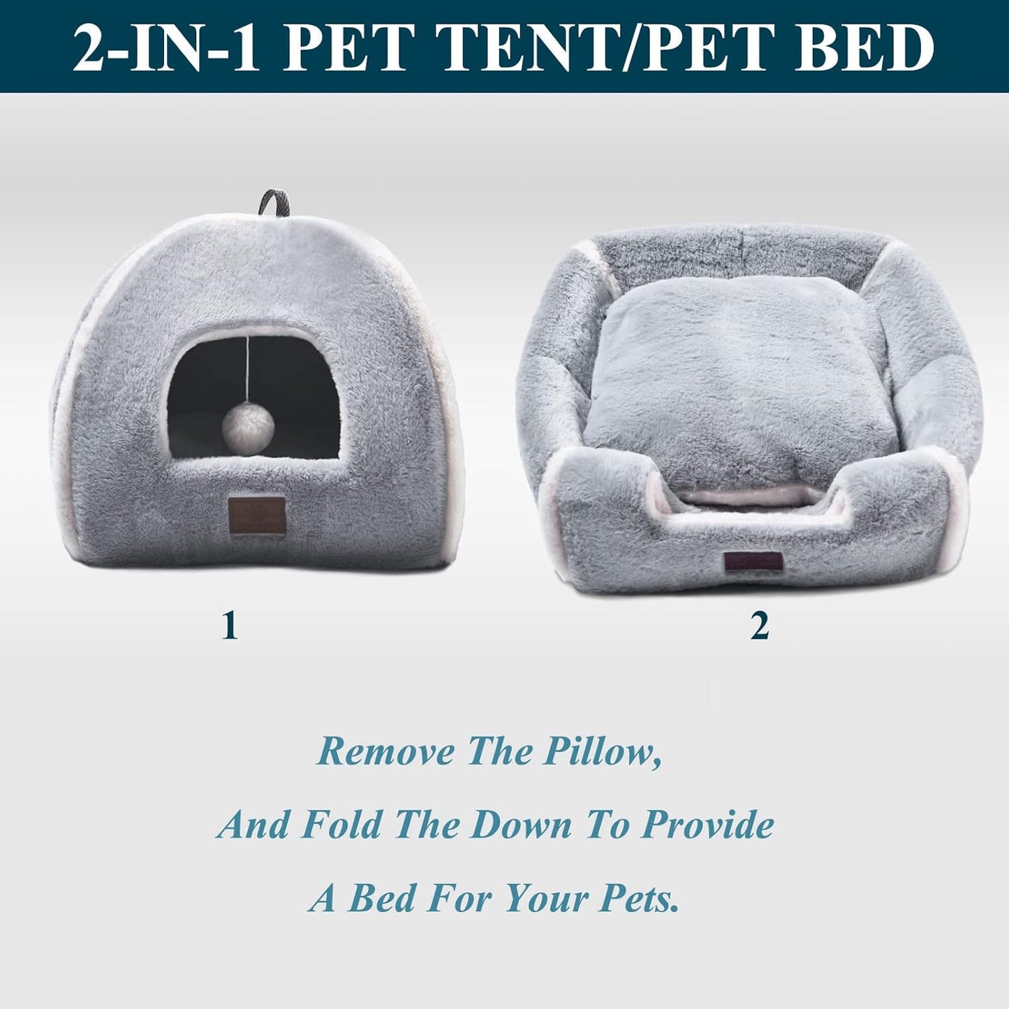 Cat Bed for Indoor Cats - Cat Cave Bed Cat House Cat Tent with Removable Washable Cushioned Pillow, Soft and Self Warming Kitten beds,Cat Beds & Furniture,for Small and Medium Pet Bed.