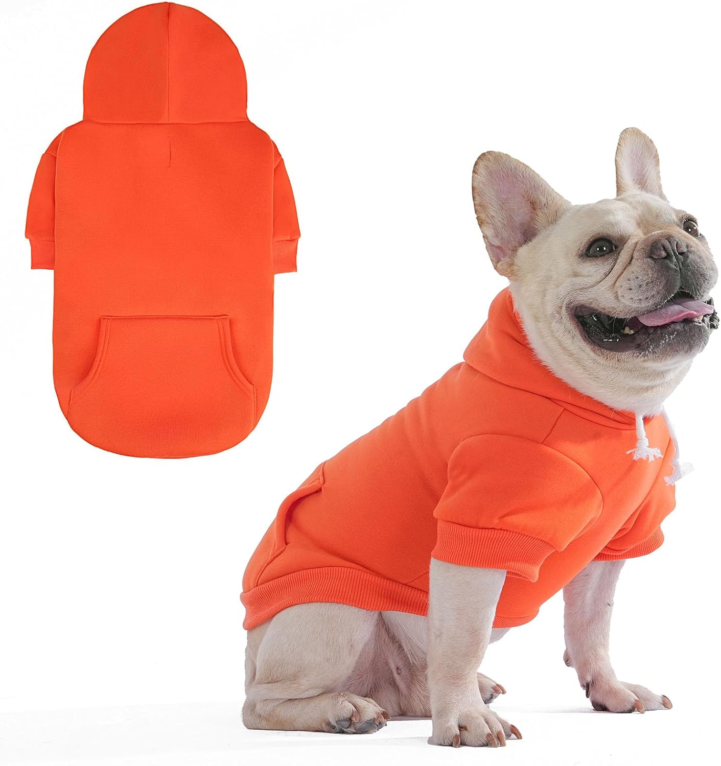 KOOLTAIL Fall Dog Hoodie - Soft & Warm Dog Thanksgiving Sweater with Leash Hole and Pocket, Pet Winter Coat, Cold Weather Clothes Sweatshirt for Small Medium Large Dogs Puppy Cat Boys Girls, Orange SM