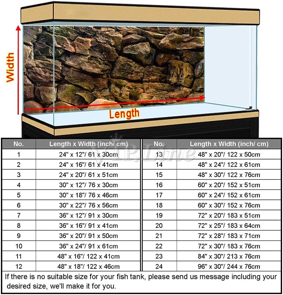 Rock Wall Aquarium Background Poster PVC Fish Tank Decor Landscape 24 36 48 72 (60" x 24"/ 152 x 61cm)