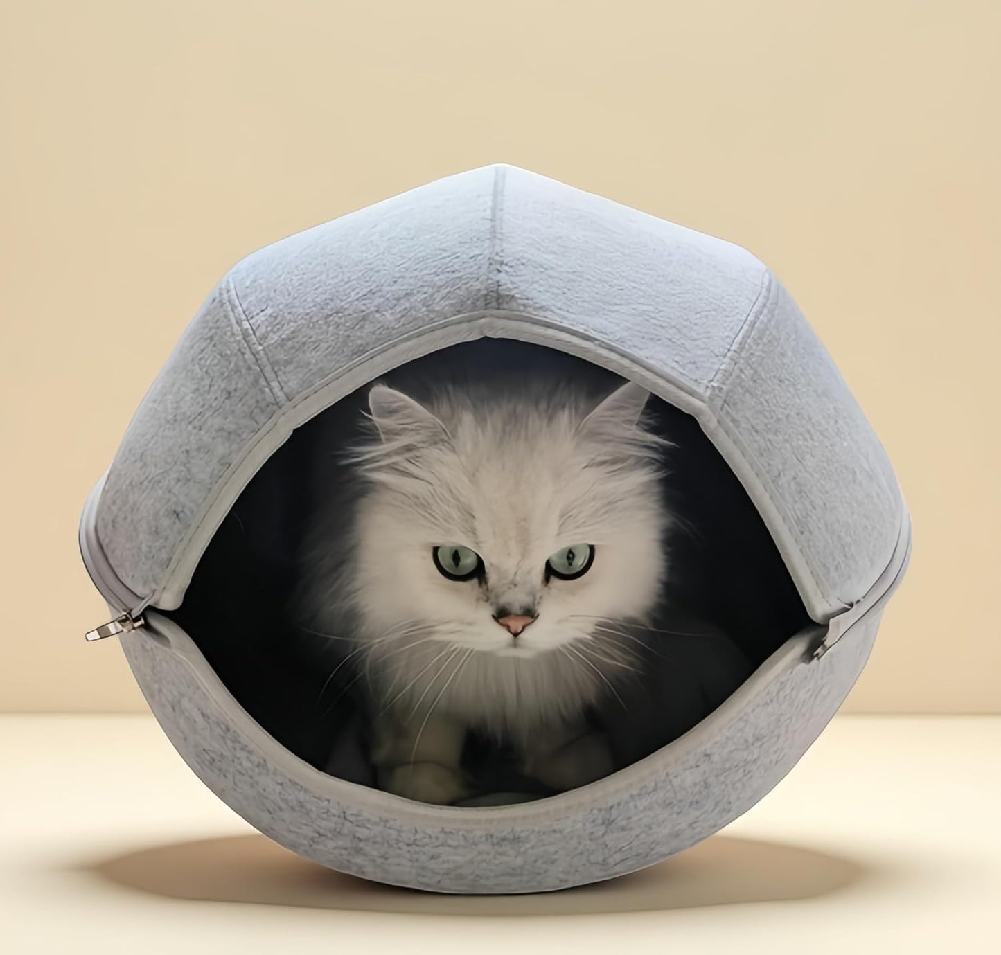 Donut Cat Tunnel Bed Peekaboo Cat Cave for Large Cats Up to 30 Lbs, Kitty Interactive Playing Tent House for Multiple Cats,Detachable,Scratch Resistant (2 in 1 Gray, Medium - 20 Inch Diameter)