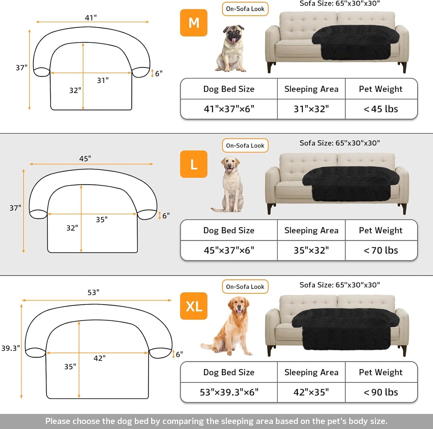 GGIB Calming Dog Bed Fluffy Plush Dog Mat for Furniture Protector with Removable Washable Cover for Large Medium Small Dogs and Cats (Large, Black)