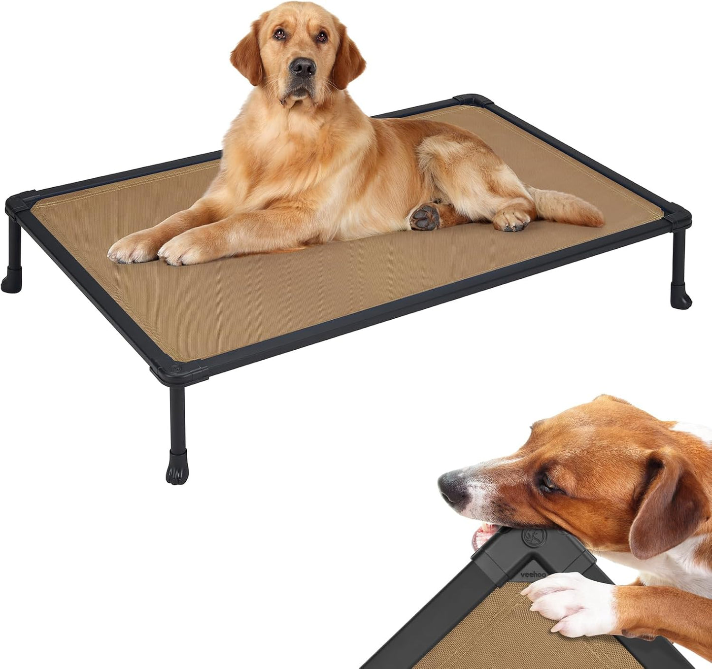 Veehoo Chew Proof Dog Cot, Non Chewable Large Bed, Anti-Scratch Durable Hammock Raised Place for Training Platform, Outdoor Cooling Off Ground, CWC2420ACP