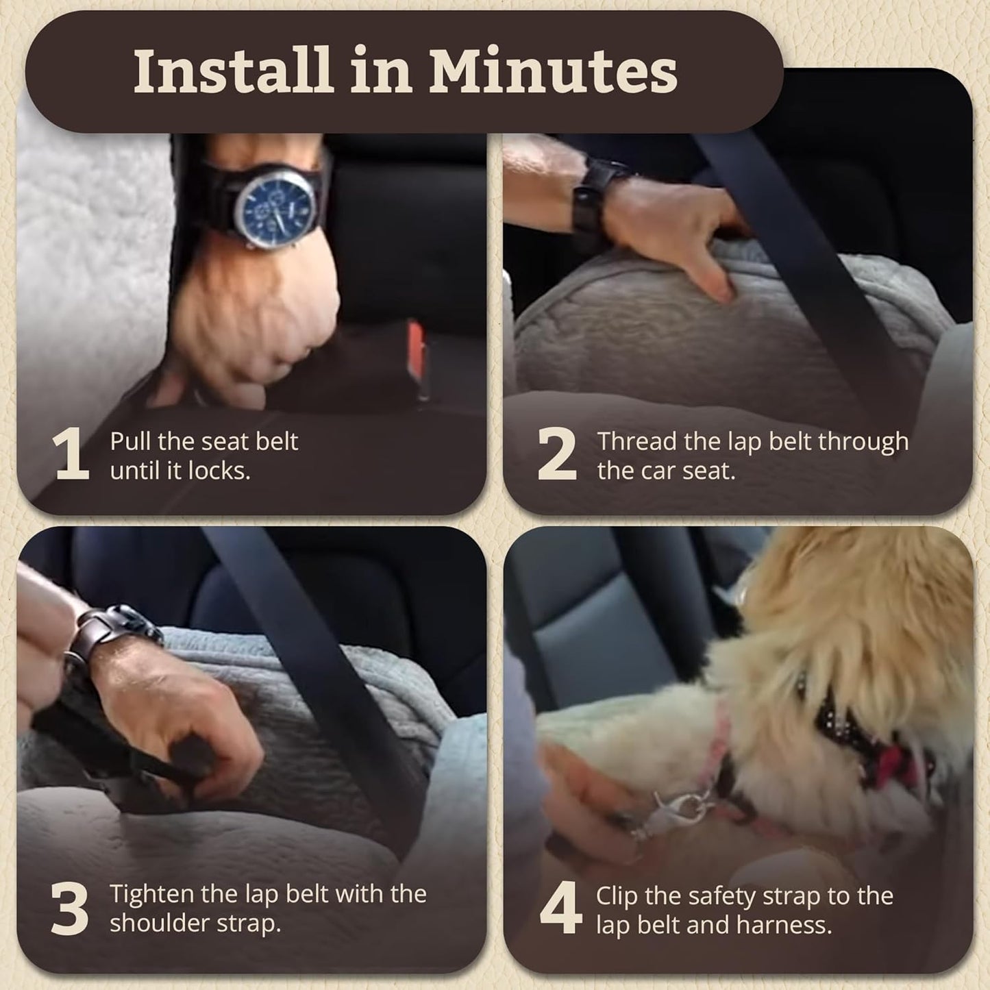 Snoozer Lookout I Car Seat - Dog Car Seats for Small Dogs, Puppy Booster Bed for Small & Medium Sized Pets Up to 25 Lbs, Elevated, Washable - Medium, Birch Diamond