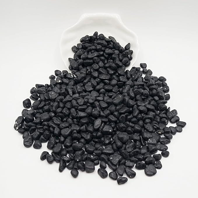 Black Pebbles for Crafts, 0.9 Pound Natural Polished Aquarium Gravel, Decorative Pebbles for Indoor Plants, Turtle Tank, Vase, Succulents Cactus, Garden Landscaping