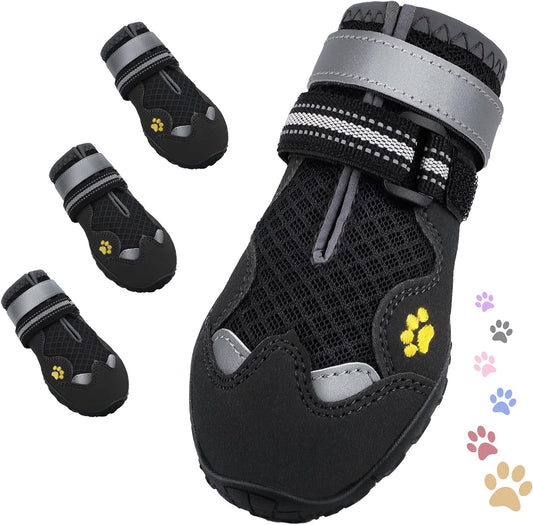 Dog Shoes for Large Medium Small Dog, Mesh Breathable Dog Shoes for Hot Pavement, Anti-Slip Dogs Boots Paw Protectors with Reflective for Outdoor Walking Indoor Hardfloors (Size 3)