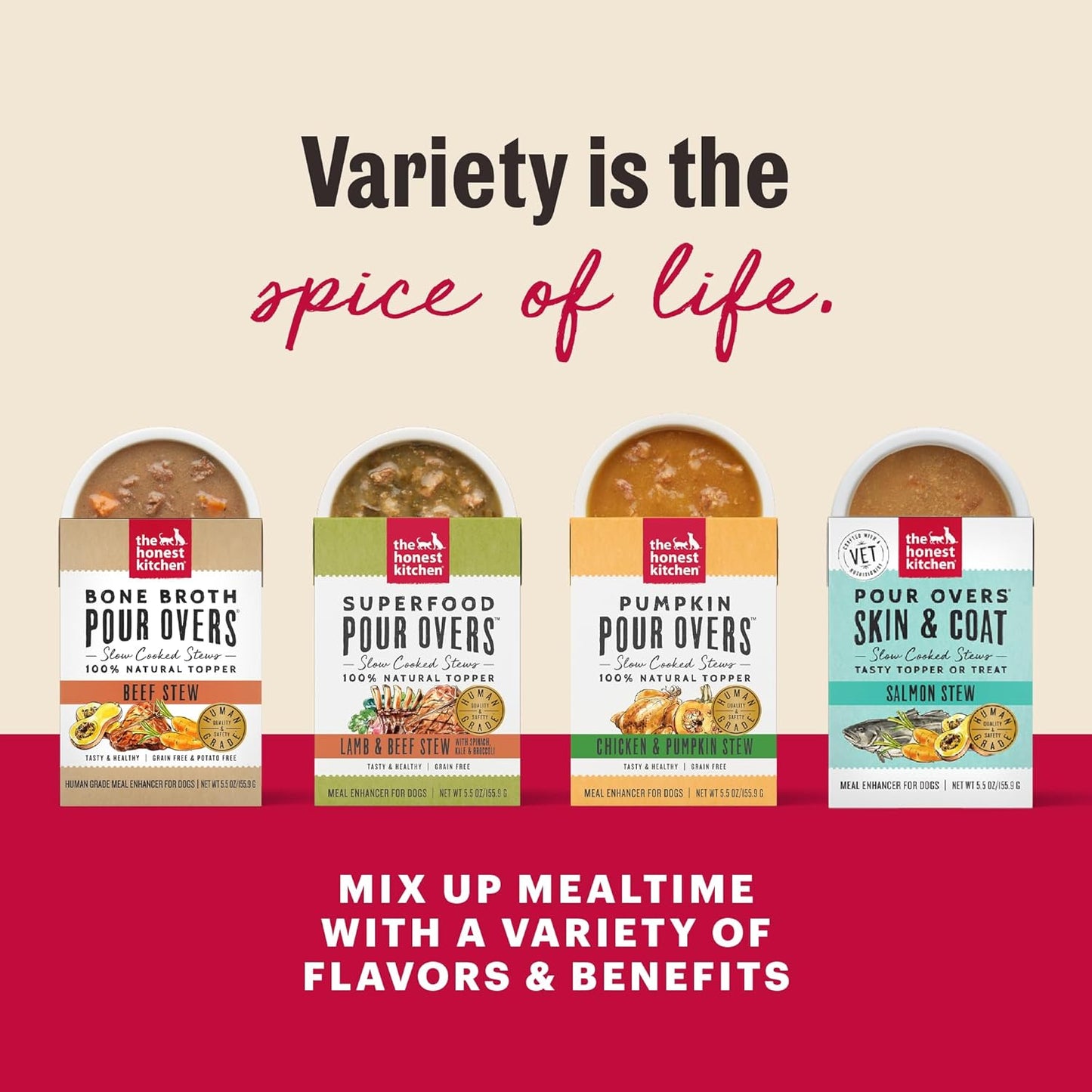 The Honest Kitchen Meal Booster: 99% Turkey & Duck Dog Food Topper, 5.5 oz (Pack of 12)