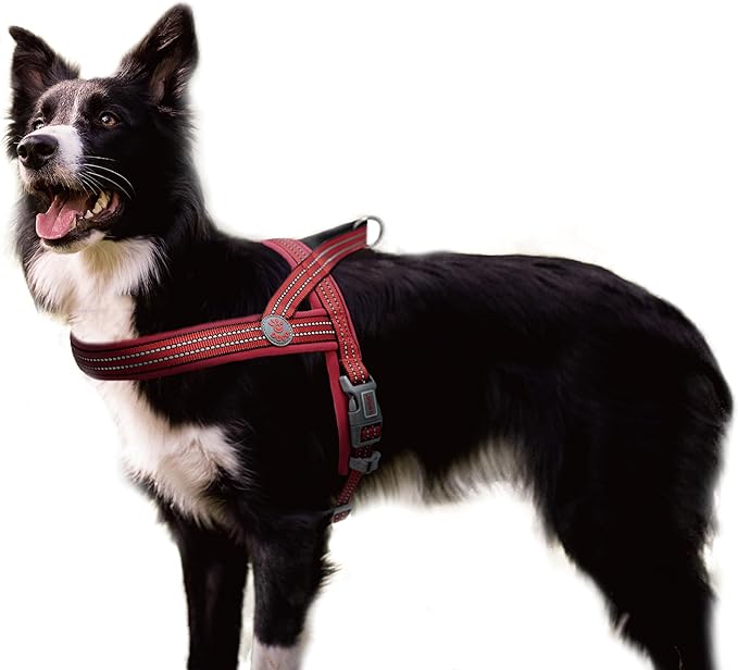DOCO No-Pull Dog Harness Halter Reflective Easy-Control Harness for Training, Walking, and Preventing Pulling, Ideal for Medium Dogs(Red)