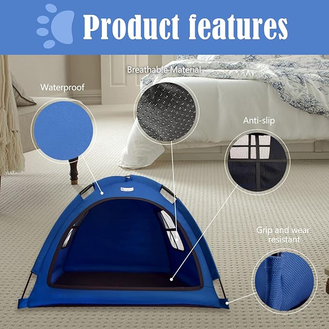 Navy Blue Small Cat & Dog Outdoor House Tent - Waterproof, Washable & Multipurpose - Ideal for Cats, Dogs & Bunnies
