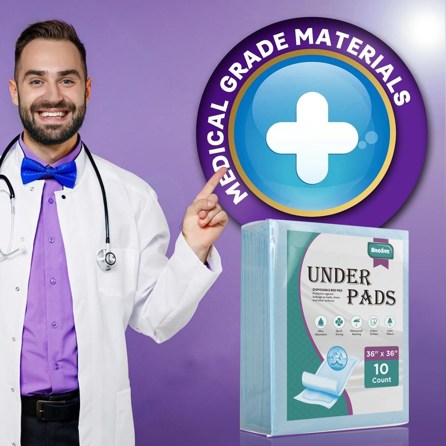 Extra Large Disposable Bed Pads for Incontinence 36" x 36" - 10 Count, Leak-Proof Chucks Pads for Adults, Kids and Pets, Absorbent Disposable Underpads, Incontinence Bed Pads Disposable for Beds