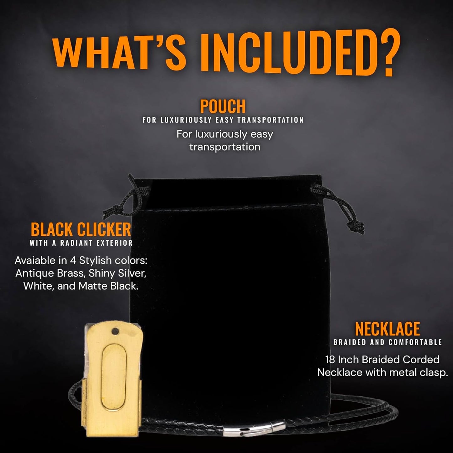 Gold Dog Clicker with Necklace - Clickers for Pet Training - Dog Training & Behavior Aids Easy to Carry with You Anywhere - Teach Your Dog Tricks or Reward His Behavior