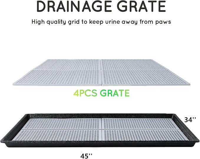 HQ4us Dog Pee Pad Holder Tray with Grate 45”×34”, Large Dog Litter Box Toilet, Puppy Pee Pad Holder, Less Mess, Dog Potty Indoor Outdoor for Balcony