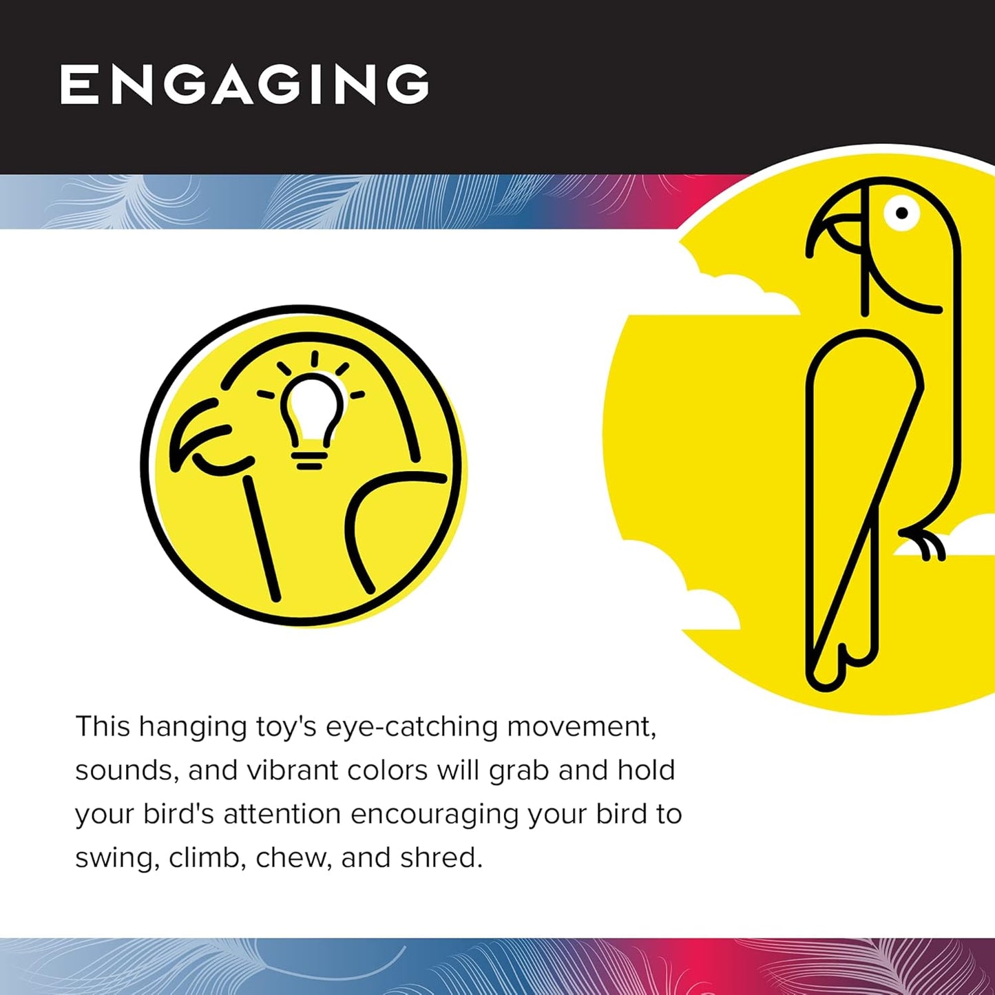 Featherland Paradise Bird Toy for Medium to Large Birds - Knots N Blocks - Parrot Toys for Parakeets, Sun Conures, Caiques, Medium Birds