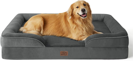 Bedsure Orthopedic Dog Bed for Extra Large Dogs - XL Plus Waterproof Dog Sofa Beds, Supportive Foam Pet Couch Bed with Removable Washable Cover, Waterproof Lining and Nonskid Bottom, Dark Grey