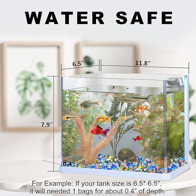 Keedolla 3 LB Glass Fish Tank Gravel Aquarium Fish Tank Stones, Betta Fish Bowl Rocks Gems Marbles Pebbles Gravel for Aquarium, Fish Tank, Vase Fillers, Succulent Plants Decor - Rainbow