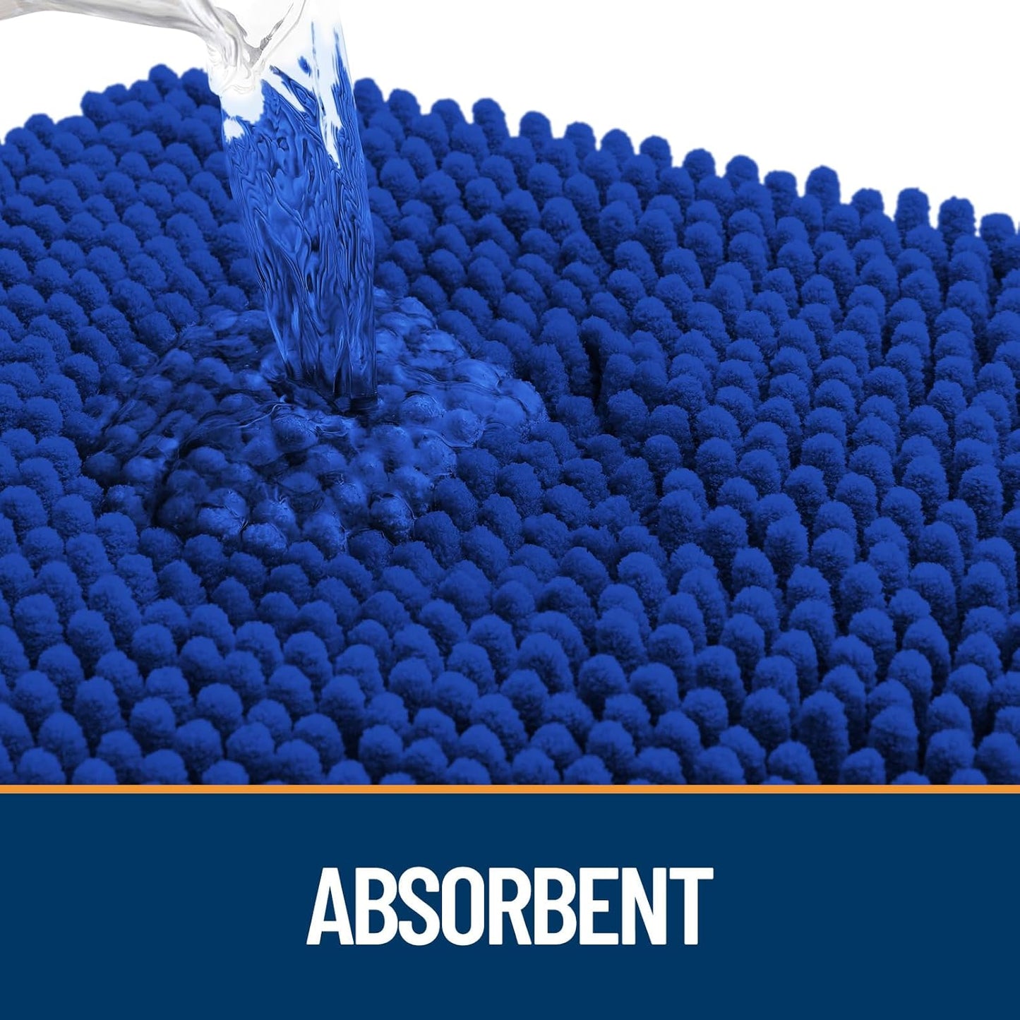 OLANLY Dog Door Mat for Muddy Paws 40x24, Absorbs Moisture and Dirt, Absorbent Non-Slip Washable Doormat, Quick Dry Chenille Mud Mat for Dogs, Entry Indoor Entryway Carpet for Inside Floor, Royal Blue