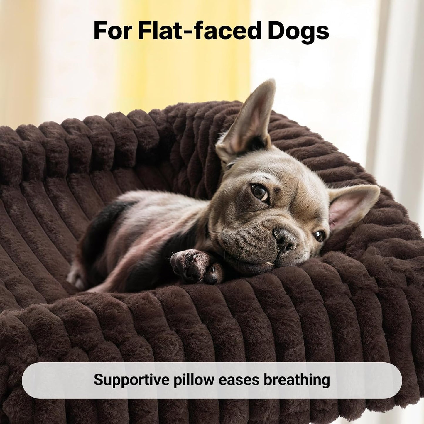 Veehoo Elevated Dog Bed with Bolster Cushion, Fluffy Plush Dog Couch Beds for Small Dogs, Cats, Washable Raised Pet Cot with Non-Slip Feet for Indoor or Patios Use, 30 x 20 Inches, Brown