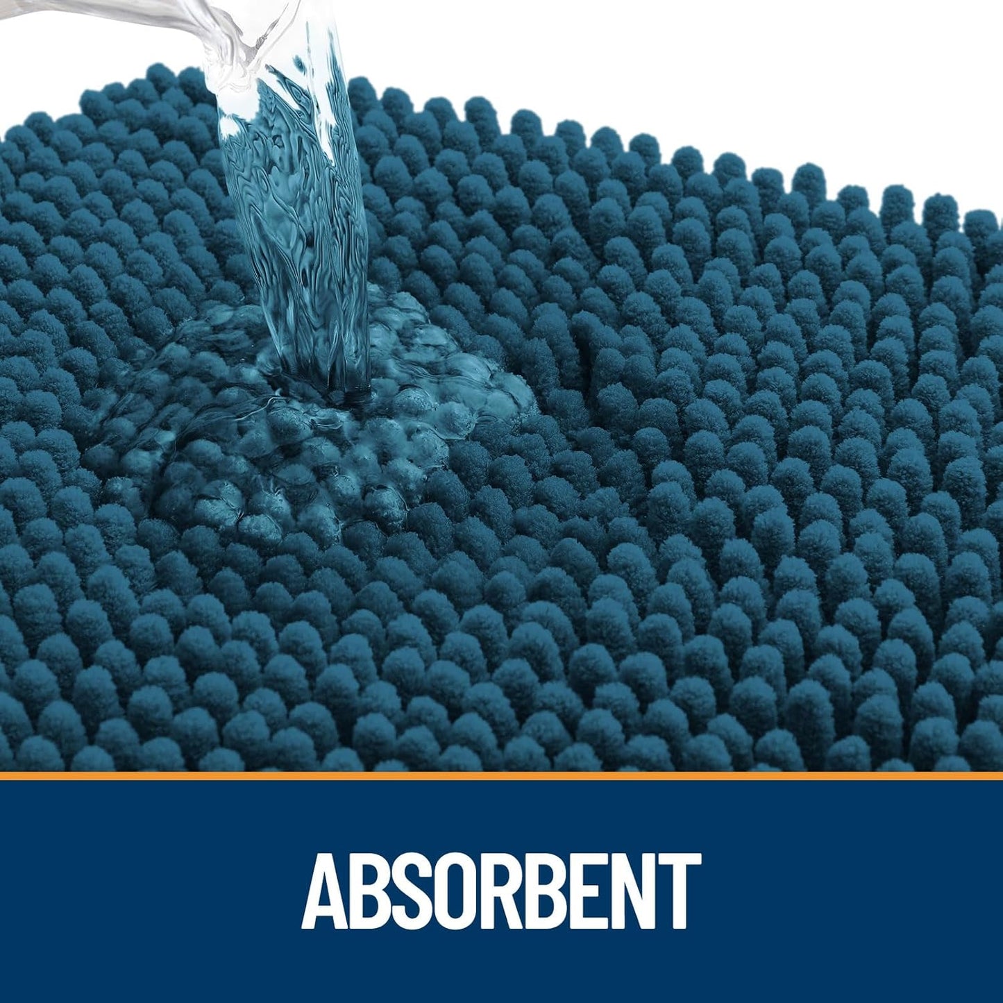 OLANLY Dog Door Mat for Muddy Paws 48x30, Absorbs Moisture and Dirt, Absorbent Non-Slip Washable Doormat, Quick Dry Chenille Mud Mat, Entry Indoor Entryway Carpet for Inside Floor, Atlantic Blue