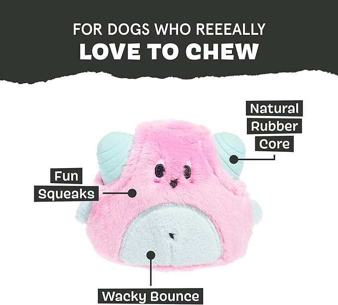 Barkbox Lover Beast Dog Toy for Aggressive Chewers | 2-in-1 Plush & Rubber Dog Toy with Squeaker | Puppy Essentials & Dog Toys to Keep Them Busy