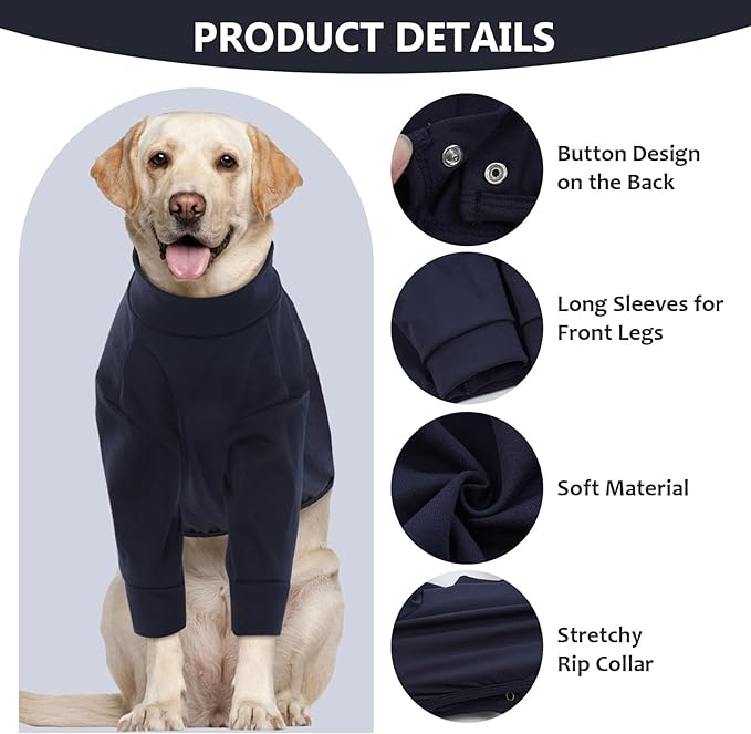 IDOMIK Dog Recovery Suit, Dog Surgery Recovery Suit Front Legs, Comfy Joint Leg Sleeves After Surgery, Elbow Braces Protector for Leg Injuries & Joint Pain, Cone Collar Alternatives,Navy,3XL