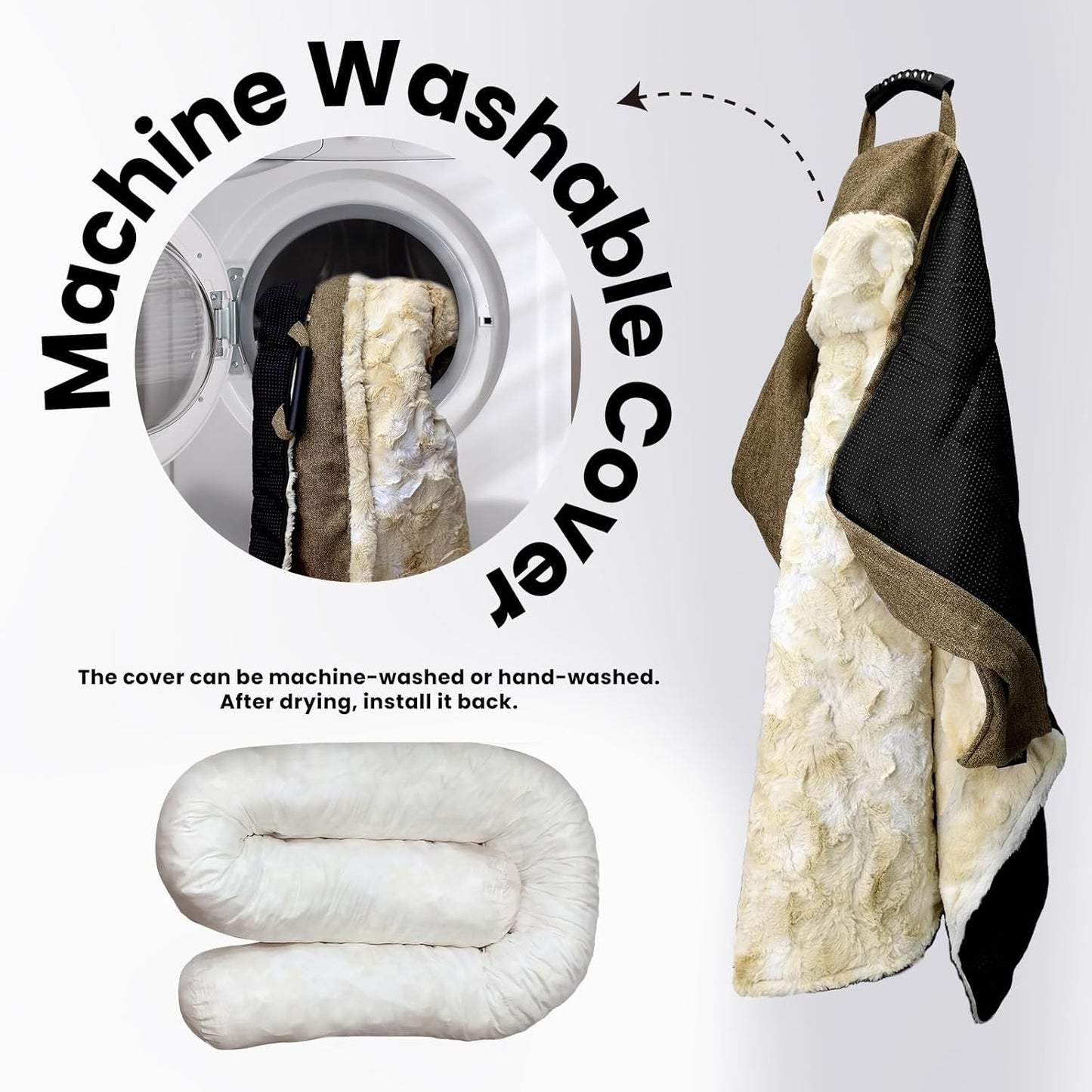 Calming Dog Couch Bed for Large Dogs, 41 x 37 inch Waterproof Removable Dogs Mat Couch Cover for Furniture Protector, Non-Slip Fluffy Pelsbarn Dog Bed for Couch, Sofa, Outdoor - Tie-Dye Khaki