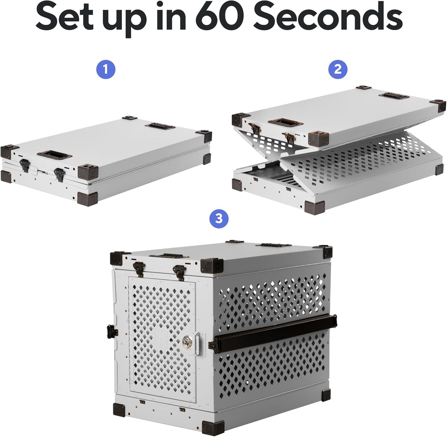 Impact Collapsible Dog Crate - Foldable Hard Crate for Intermediate Dogs - Heavy Duty Travel Kennel with Powder-Coated Aluminum - Quick Setup for Indoor & Outdoor (Black, 34" (34.5" L x 23" W x 29" H)