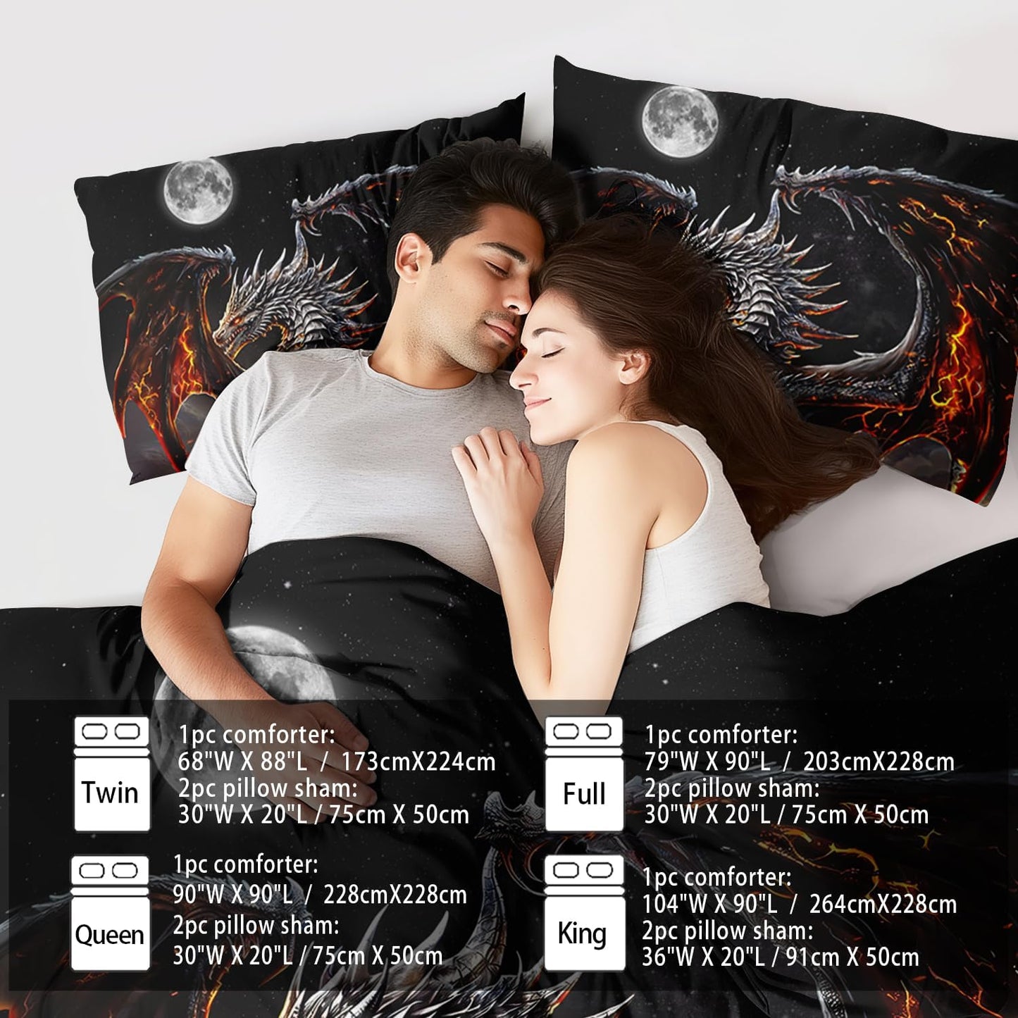 Black Dragon Comforter Set Full Adult,Flame Dragon Bedding Set for Boys,Magical Beast Bedding Fantasy Animal Comforter Beedroom Decor,Magical Beast Quilt Bed Decor