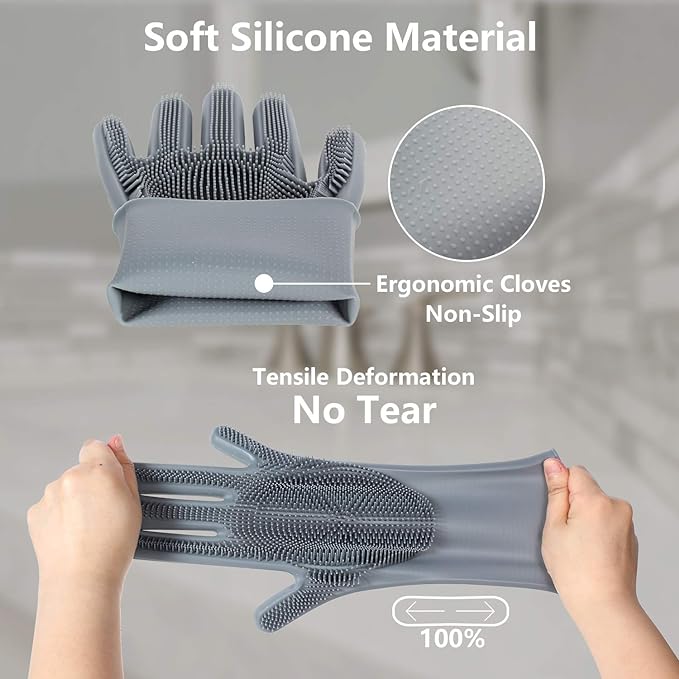 Pet Grooming Gloves - Gentle Dog Bathing Shampoo Brush - Massage Mitt with Enhanced Five Finger Design - Efficient Deshedding Glove for Dogs, Cats, Rabbits and Horses - 1 Pack