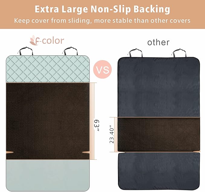 F-color SUV Cargo Liner for Dogs, Water Resistant Pet Cargo Cover Dog Seat Cover Mat for SUVs Sedans Vans with Bumper Flap Protector, Non-Slip, Large Size Universal Fit, Grey