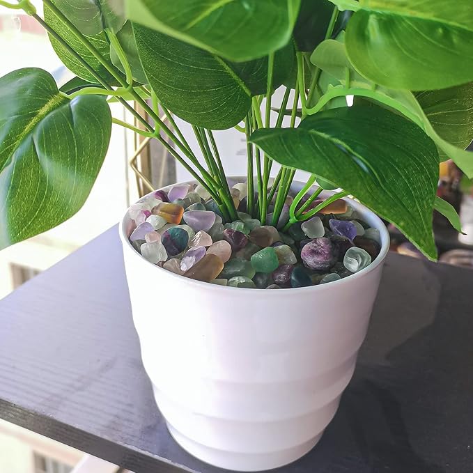 Keedolla 0.93 LB Fluorite Tumbled Chips Aquarium Fish Tank Gravel, Natural Crystal Quartz Stones Rocks Pebbles for Vase Fillers, Garden, Succulent Plants Decor