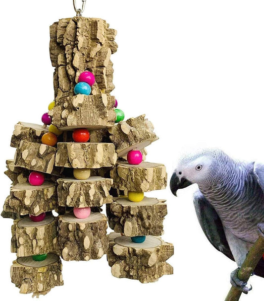 PINVNBY Macaw Toys, Extra Large Parrot Toys, Natural Wood Bird Chewing Toys for Large Birds Parrots African Grey Macaws Cockatoos Parkeets Eclectus Amazon Parrots