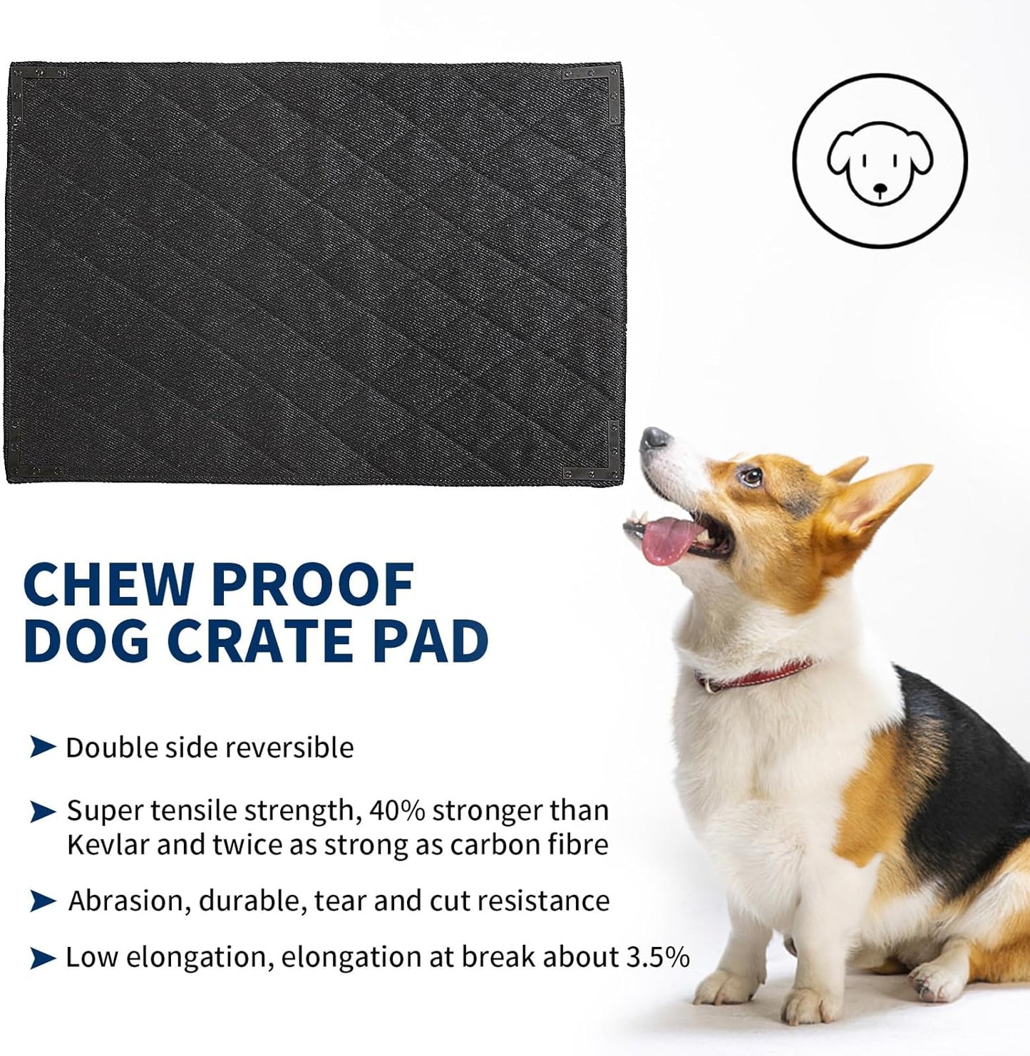 BALAPET Durable Chew Proof Dog Bed with Metal Rivet Corner for Large Dogs, Stable Kennel Pad Mat for Teething Puppy, Durable Indoor Outdoor Crate Pad for Medium Dog Crates, 41"x28"