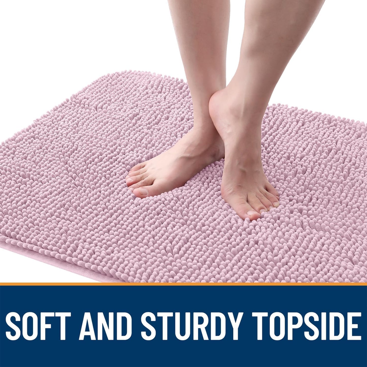 OLANLY Dog Door Mat for Muddy Paws 59x20, Absorbs Moisture and Dirt, Absorbent Non-Slip Washable Doormat, Quick Dry Chenille Mud Mat for Dogs, Entry Indoor Entryway Carpet for Inside Floor, Dusty Rose