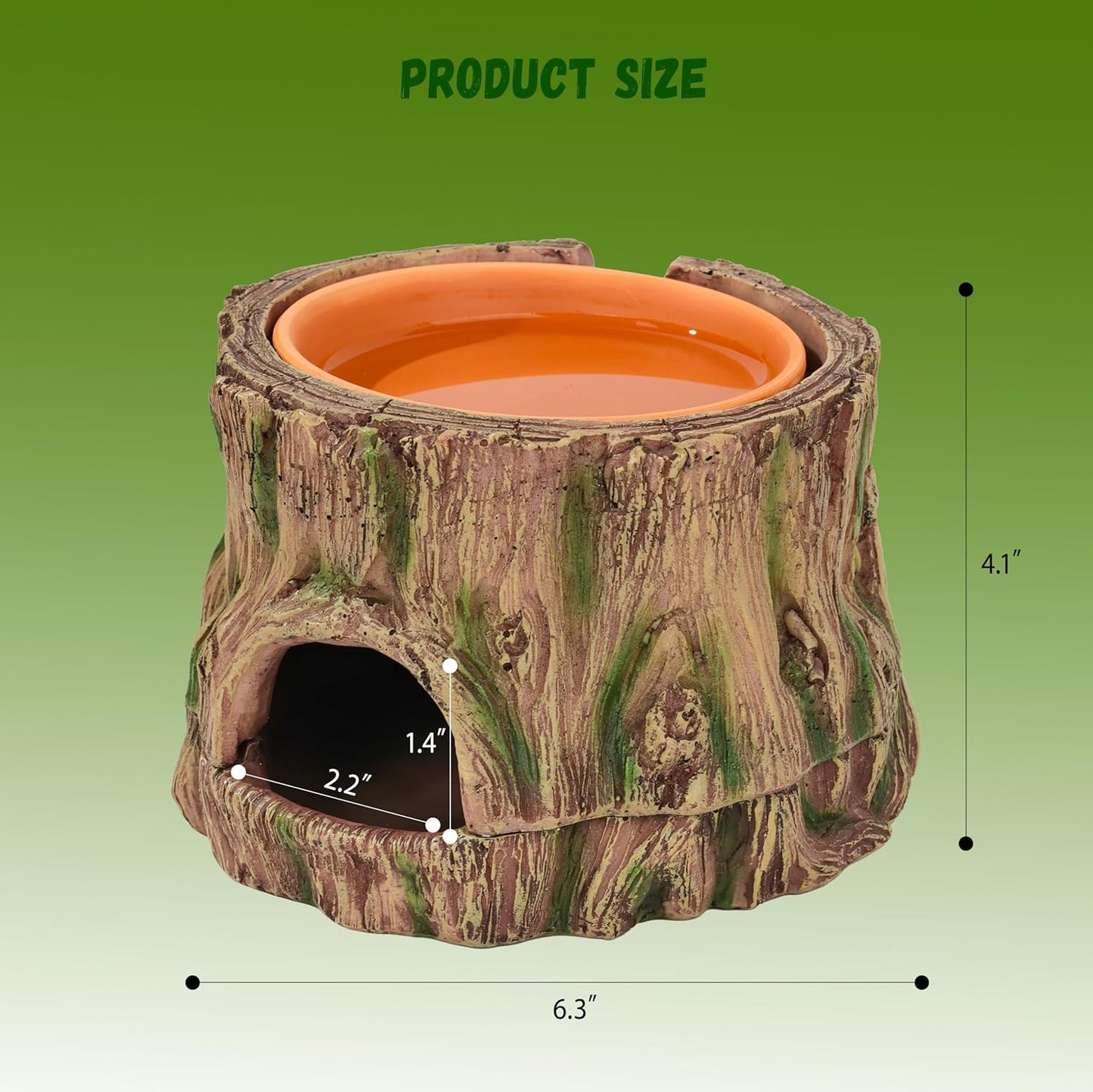 3 in 1 Reptile Hide Cave,Lizard Humid Hideout with Detachable Base and Clay Water Dish,Essential Reptile Terrarium Tank Accessories Decor for Leopard Geckos, Crested Geckos, Snakes, Crabs
