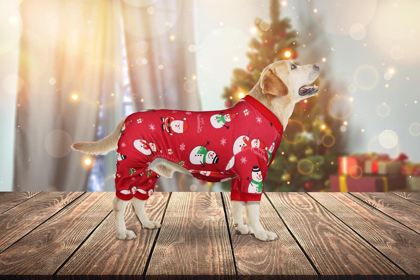 Dog Christmas Pajamas Snowman Pet Clothes Costumes Pjs Stretchy Funny Pet Outfit Dog Pajamas for Large Dogs(XL)