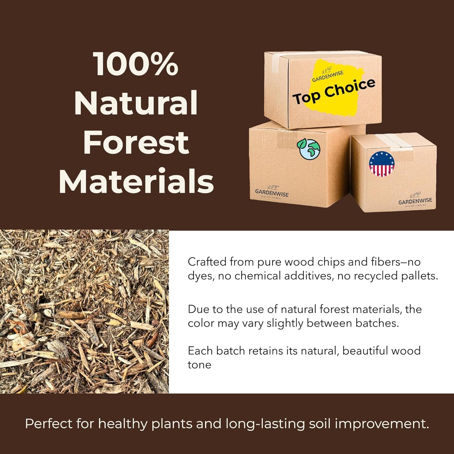 Premium Organic Wood Mulch for Gardens, Landscaping, Potted Plants, and Vegetable Gardens (0.2 CF - 4.8 L - 5 QTS)