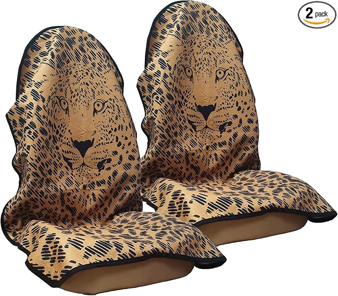 Car Seat Cover Protector Front Seats,for Gym Workout,Running,Swimming,Beach and Hiking,Waterproof Sweat Towel Bucket Seat Covers for Cars SUV Trucks (Leopard, 2Pcs)