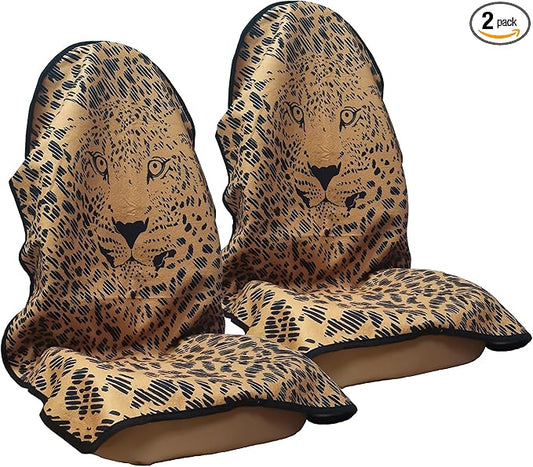 Car Seat Cover Protector Front Seats,for Gym Workout,Running,Swimming,Beach and Hiking,Waterproof Sweat Towel Bucket Seat Covers for Cars SUV Trucks (Leopard, 2Pcs)