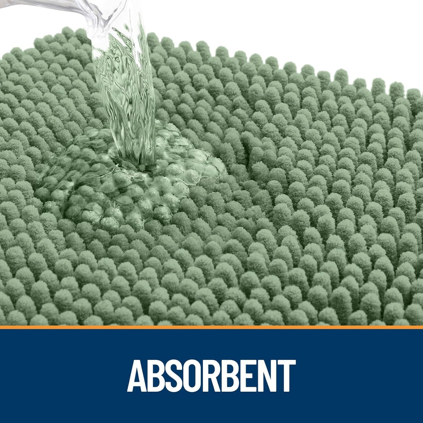 OLANLY Door Mat for Muddy Dog Paws 36x24, Absorbent Chenille Doormat with Paw Print Design, Non-Slip Washable Doormat for Indoor Entryway, Quick-Dry Pet Bed Mats for Dirty Dogs, Olive Green and White