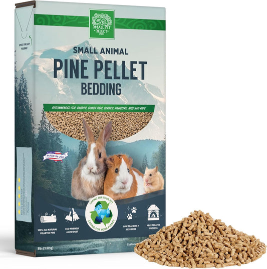 Small Pet Select Pine Pellet Bedding 8lb, Litter Pellets for Rabbit, Guinea Pig, Hamster, Bunny and other Small Animals, Made in USA, 8lb