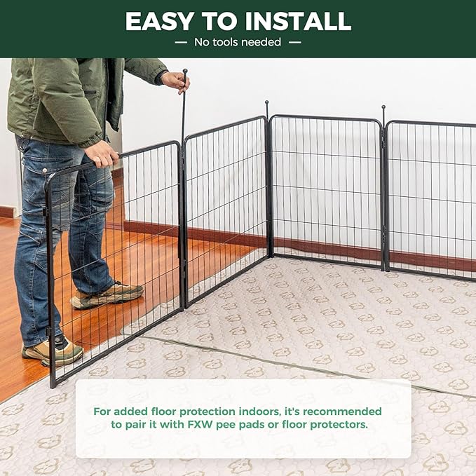FXW Rollick Unleashed Dog Playpen for Indoor, Yard, RV Camping, 45 inch 16 Panels for Large Dogs│Patented