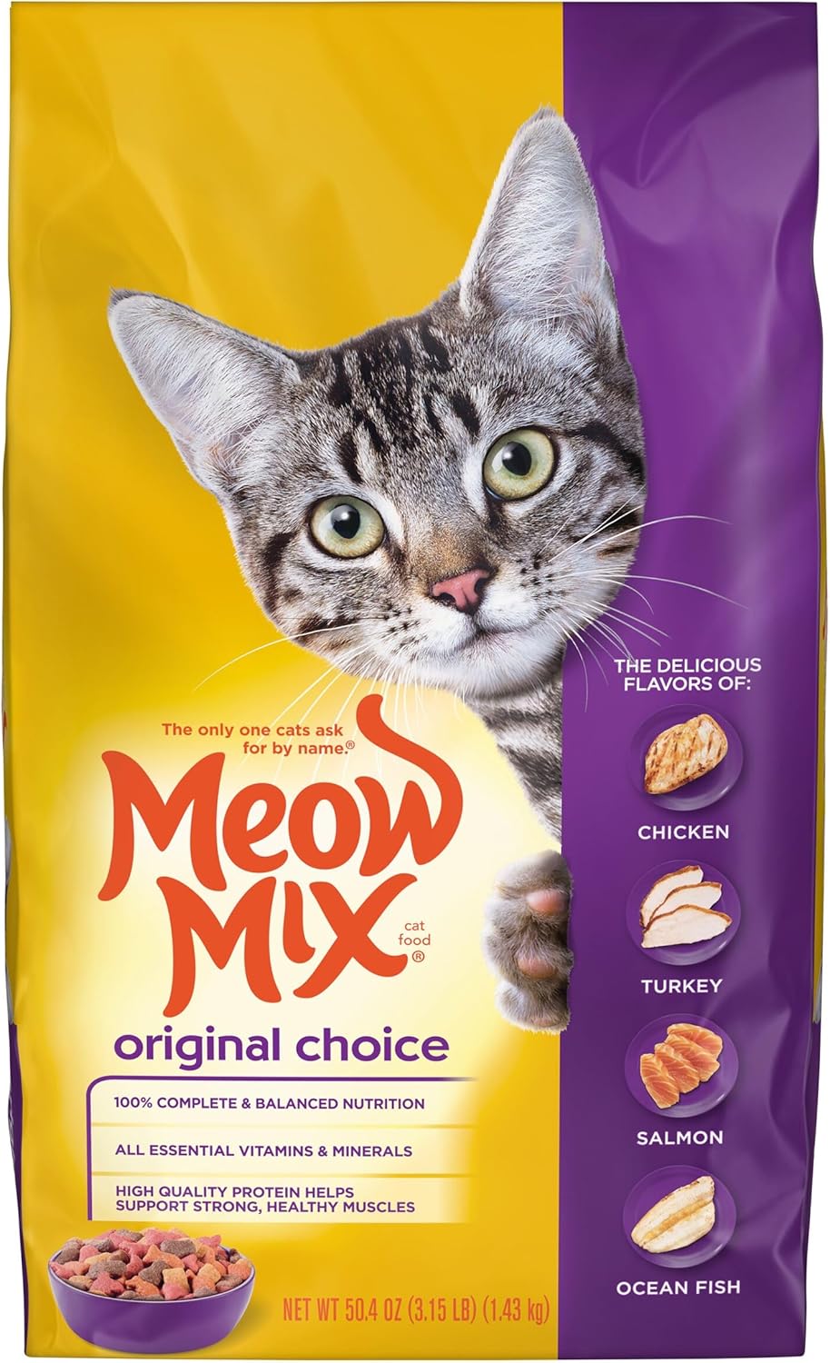 Meow Mix Original Choice Dry Cat Food, 3.15 Pound (Pack of 4)