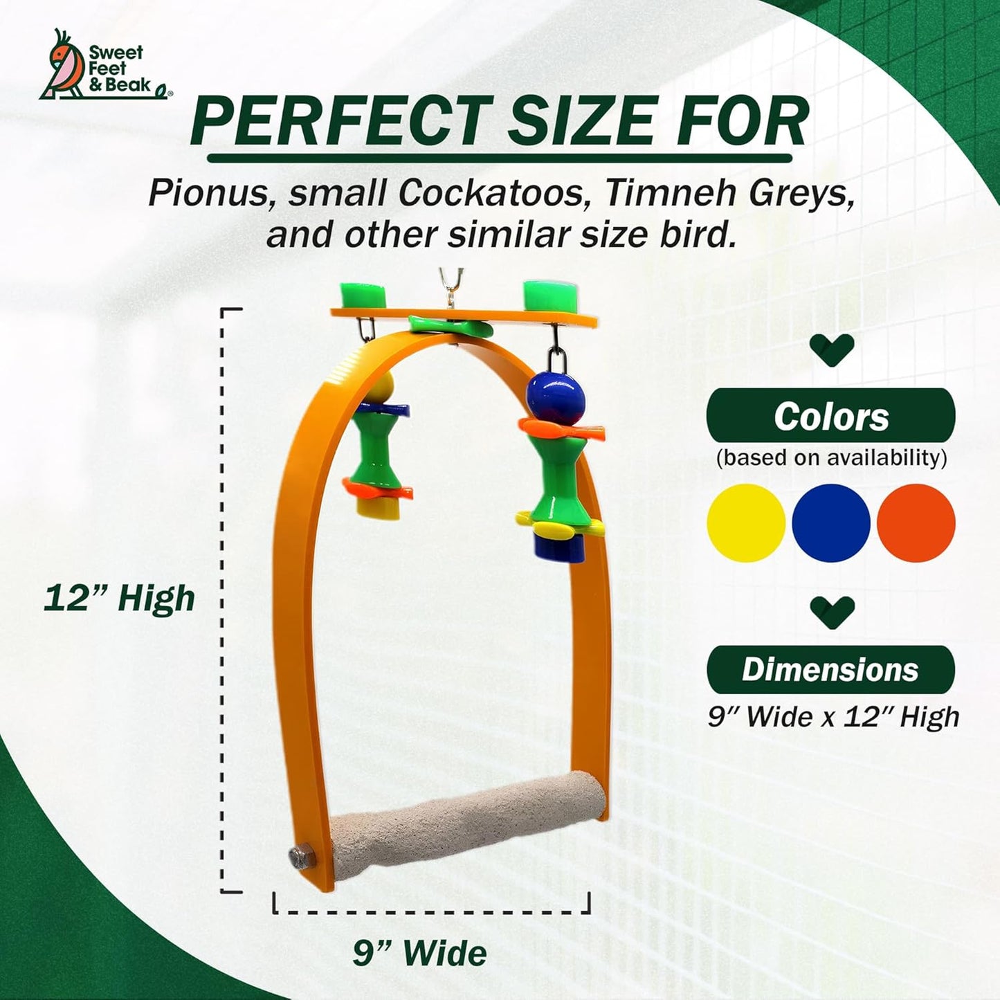 Medium Whirly Bird - Perfect Cage Toy Stimulates Visual and Physical Activity - Safe, Non-Toxic, Cage Accessories for Medium Birds