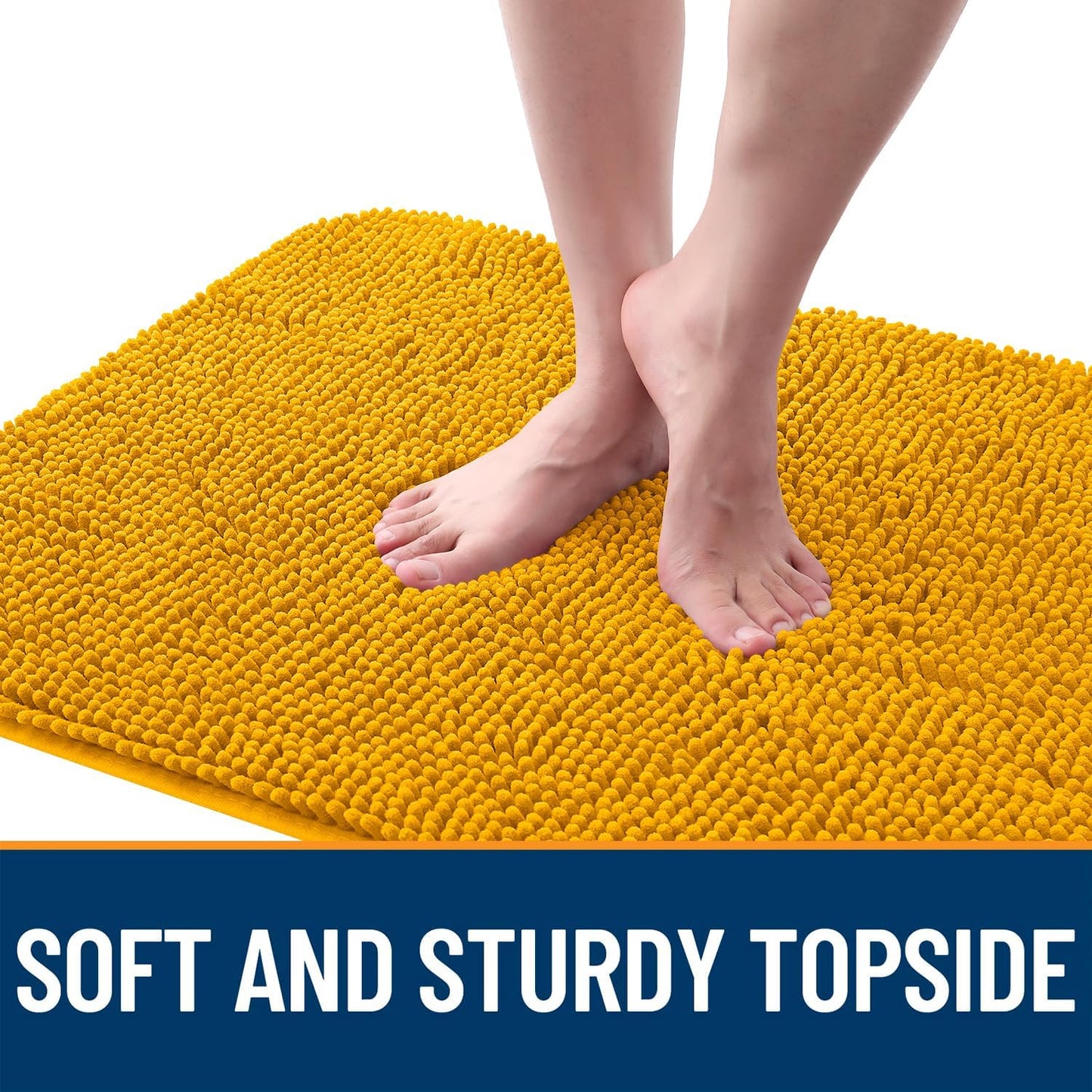 OLANLY Dog Door Mat for Muddy Paws 24x16, Absorbs Moisture and Dirt, Absorbent Non-Slip Washable Doormat, Quick Dry Chenille Mud Mat, Entry Indoor Entryway Carpet for Inside Floor, Golden Yellow