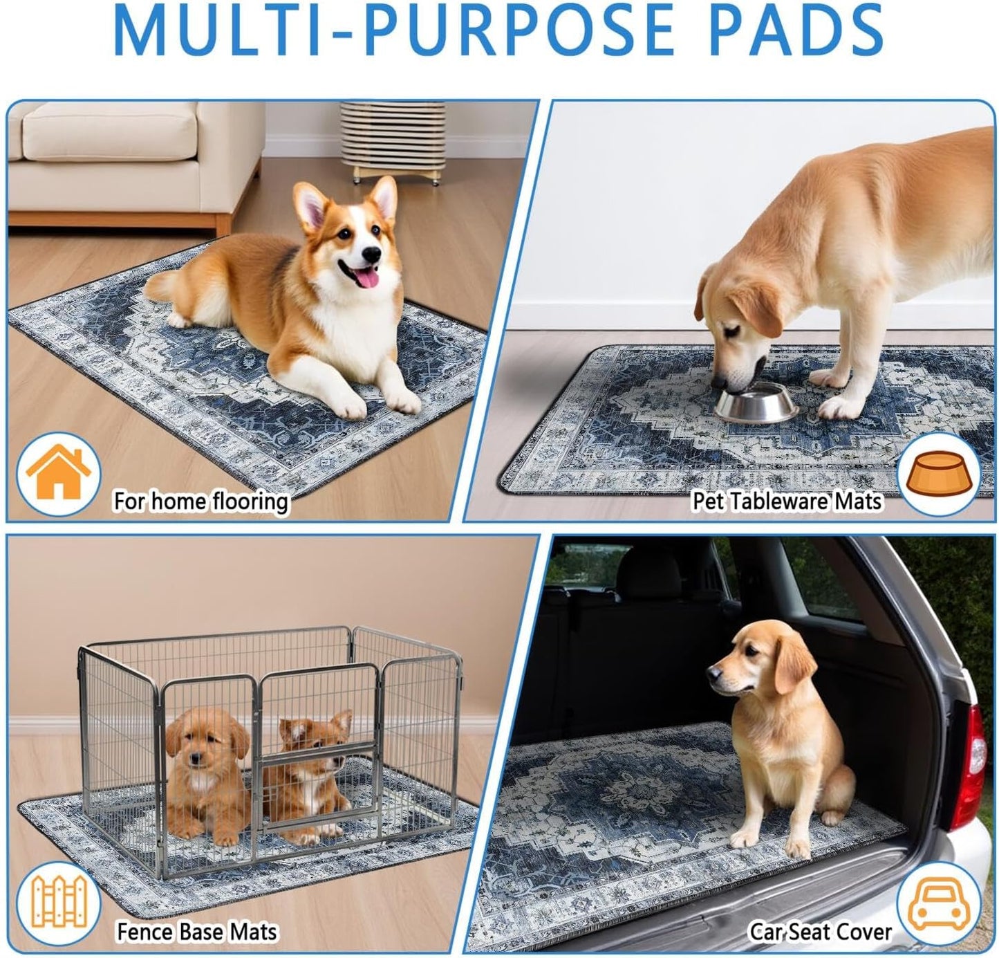 Washable Pee Pads for Dogs 2 Pack, Absorbent Reusable Puppy Pads Waterproof, Leakproof & Non-Slip Whelping Pad, Potty Training Pads for Dogs Playpen Mat 24x36