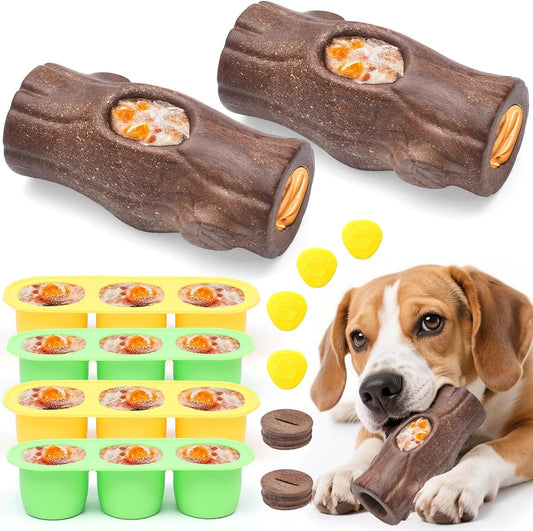 2 Pack Dog Toys for Aggressive Chewers, Interactive Indestructible Dog Toys to Keep Them Busy, Durable Dog Frozen Treat Toy for Large & Medium Dogs, Reduces Anxiety & Extends Playtime, Brown