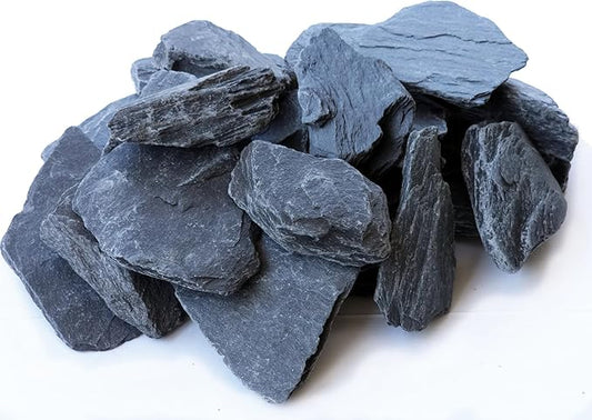 Natural Slate Stone 3 to 5 Inches - USA Sourced and Packaged for Aquascaping Aquariums, Terrariums, Paludariums, Reptiles, Wargaming, Model Railroads, Miniature Gardens, Mosaic Art (12lbs)