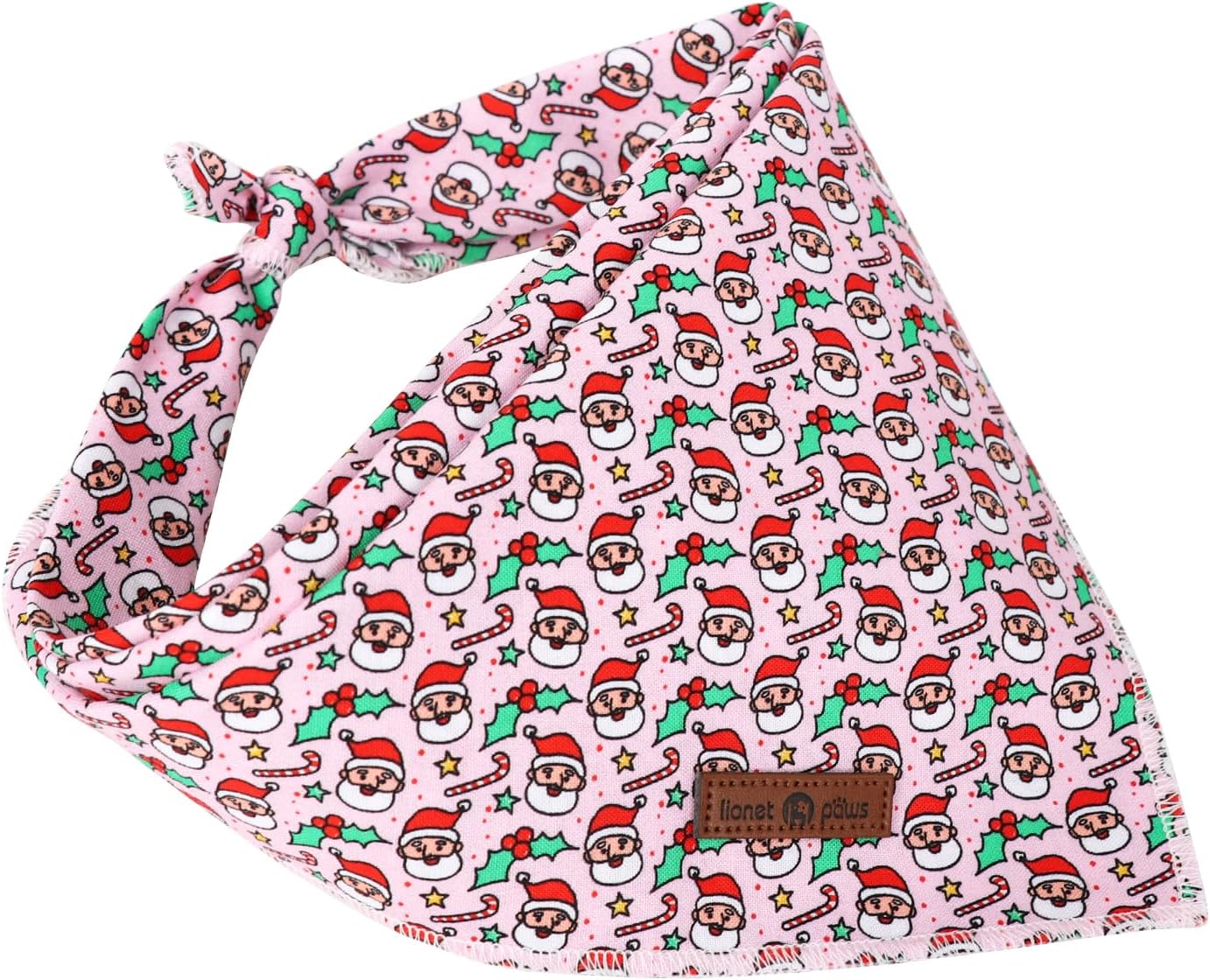 Lionet Paws Christmas Dog Bandana Girl for Small Medium Dogs,Pink Santa Dog Kerchief Washable Dogs Triangle Bibs Scarf