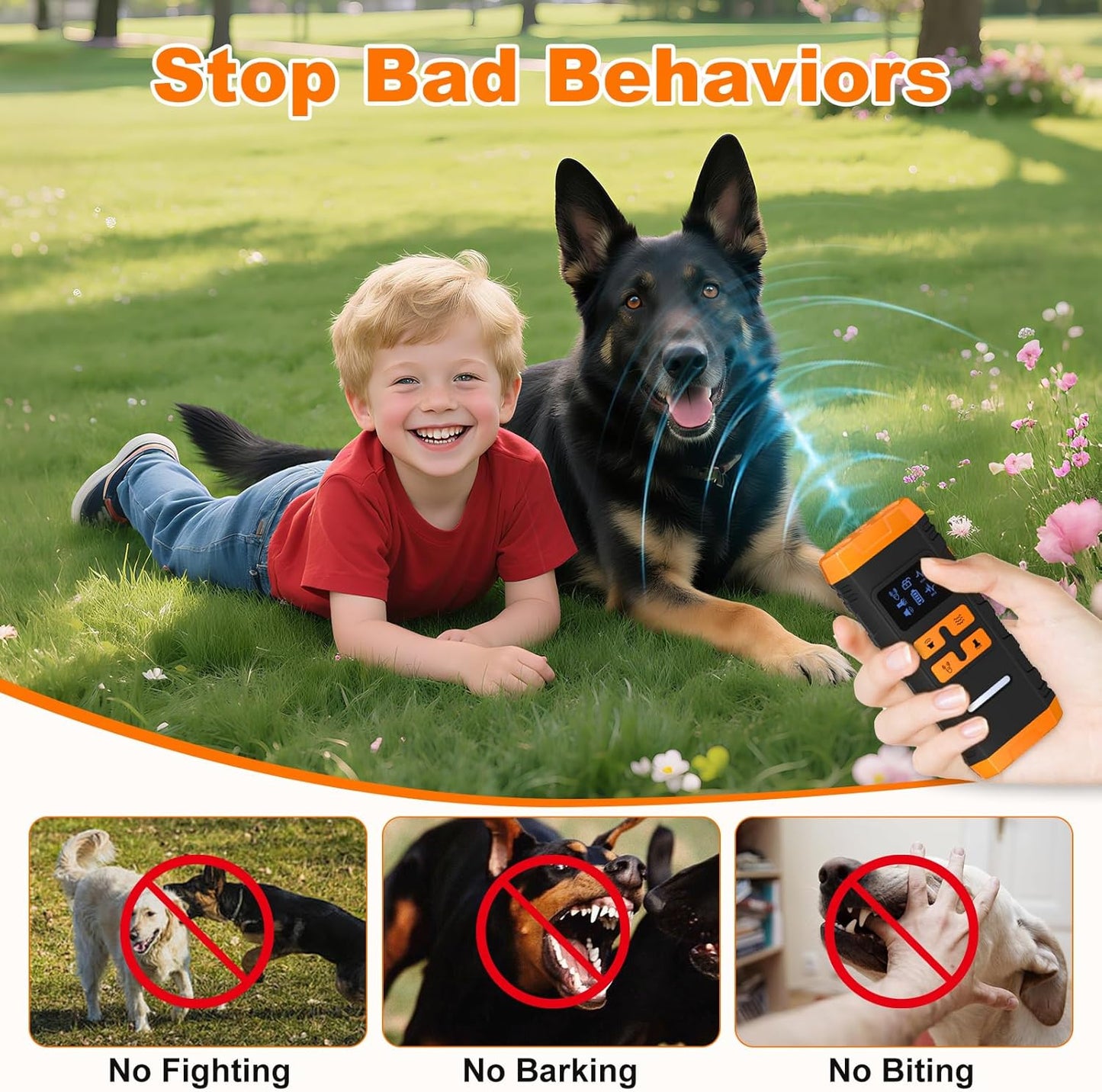 Dog Bark Deterrent Device, 2025 Anti Barking Device for Dogs 2X Ultrasonic to Stop Barking Neighbors Dog, 5 Adjustable Modes Up to Dogs 50ft Long Range, Bark Control Indoor Outdoor with Flashlight